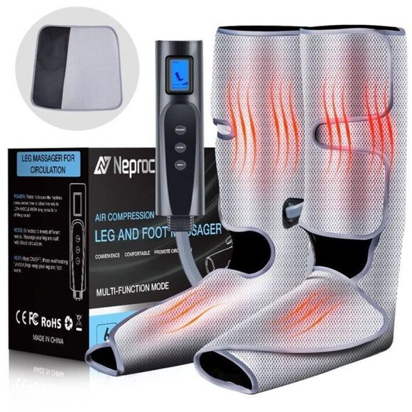Air Compression Heated Foot Calves Leg Massager Circulation Therapy Boot Wraps - Picture 1 of 7